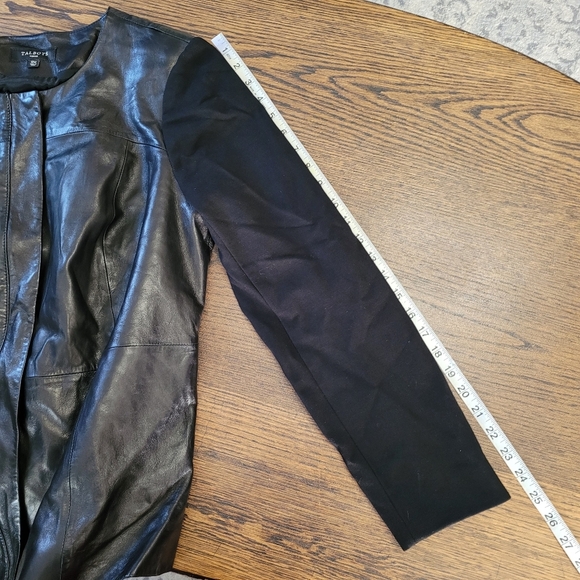 Talbots Black Lamb Skin Leather Jacket with Knit Sleeves Size Women's 12W - Picture 11 of 14
